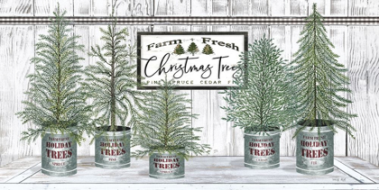 Picture of GALVANIZED POTS WHITE CHRISTMAS TREES II