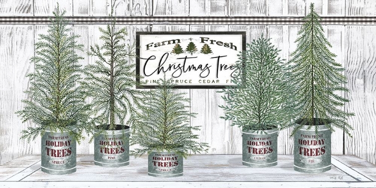 Picture of GALVANIZED POTS WHITE CHRISTMAS TREES II
