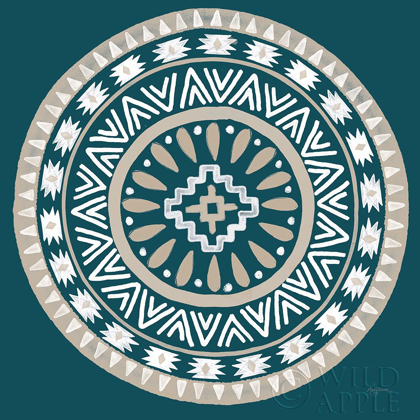 Picture of LOVELY LLAMAS MANDALA II BLUE GREEN