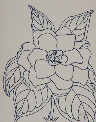 Picture of GARDENIA LINE DRAWING GRAY CROP