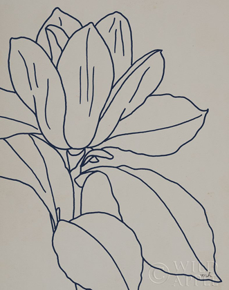 Picture of MAGNOLIA LINE DRAWING V2 GRAY CROP