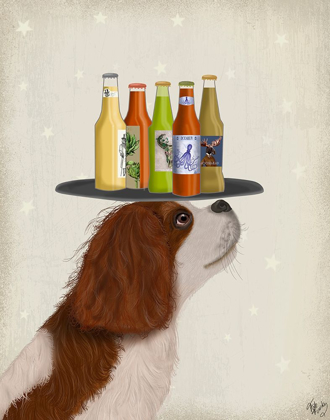 Picture of KING CHARLES SPANIEL BROWN WHITE BEER LOVER