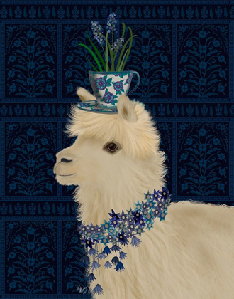 Picture of LLAMA TEACUP AND BLUE FLOWERS