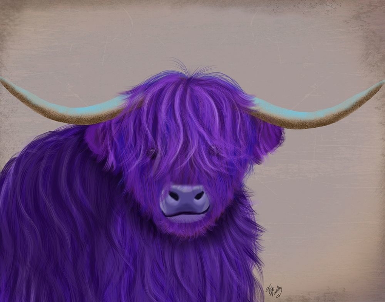 Picture of HIGHLAND COW 5, PURPLE, PORTRAIT