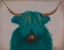 Picture of HIGHLAND COW 3, TURQUOISE, PORTRAIT