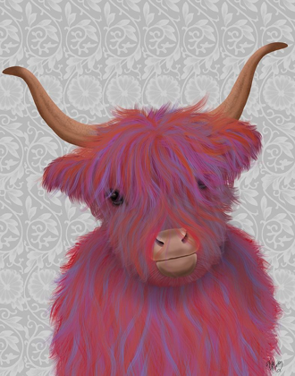 Picture of HIGHLAND COW 7, PINK AND PURPLE, PORTRAIT