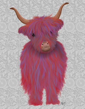 Picture of HIGHLAND COW 7, PINK AND PURPLE, FULL