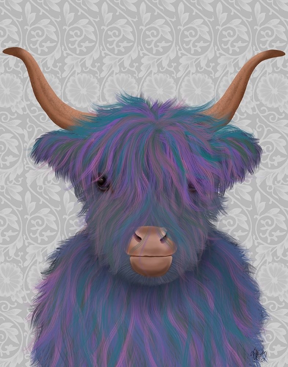 Picture of HIGHLAND COW 7, PURPLE, PORTRAIT