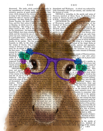Picture of DONKEY PURPLE FLOWER GLASSES BOOK PRINT