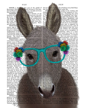 Picture of DONKEY TURQUOISE FLOWER GLASSES BOOK PRINT