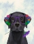 Picture of BLACK LABRADOR AND FLOWER GLASSES