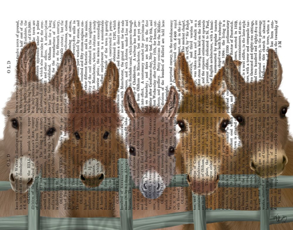Picture of DONKEY HERD AT FENCE BOOK PRINT