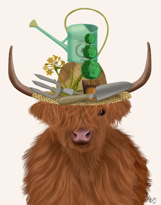 Picture of HIGHLAND COW AND GARDENERS HAT