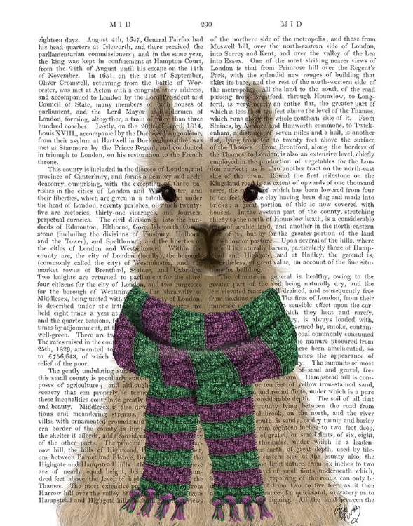 Picture of LLAMA WITH PURPLE SCARF, PORTRAIT BOOK PRINT