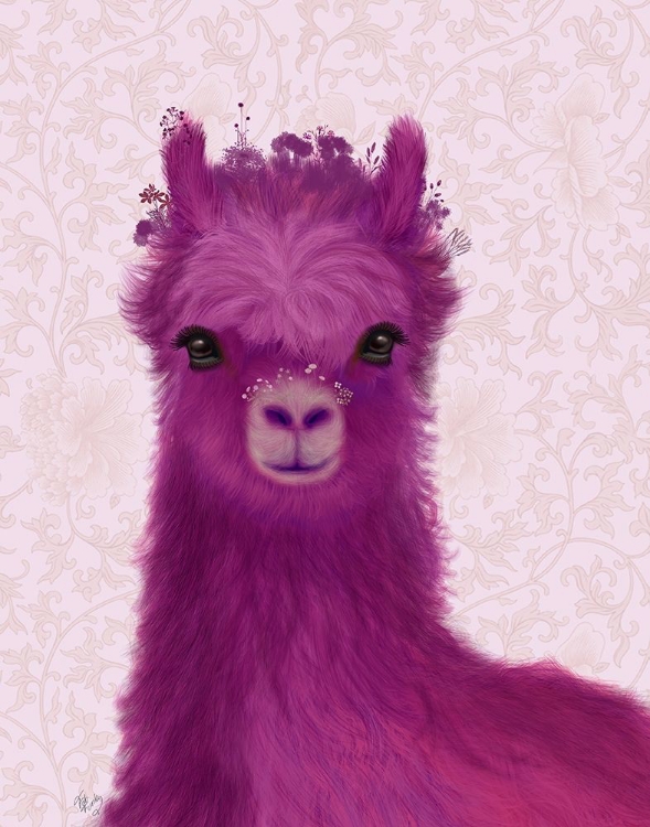 Picture of LLAMA PURPLE MEADOW FLOWERS