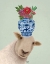 Picture of SHEEP WITH VASE OF FLOWERS