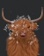 Picture of HIGHLAND COW 1, WHITE FLOWERS