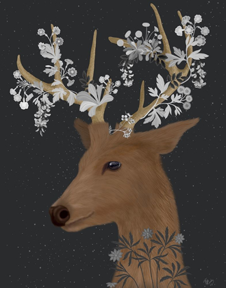 Picture of DEER, WHITE FLOWERS