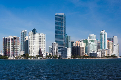 Picture of USA, FLORIDA, MIAMI, CITY SKYLINE FROM RICKENBACKER CAUSEWAY