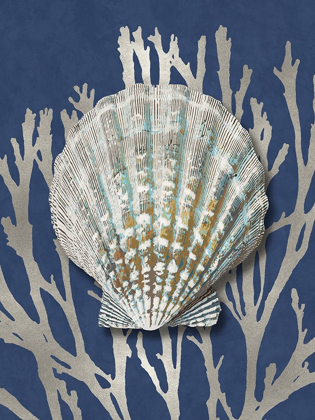 Picture of SHELL CORAL SILVER ON BLUE IV