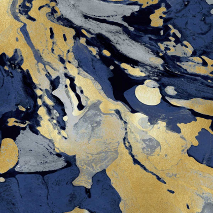 Picture of MARBLEIZED IN GOLD AND BLUE I