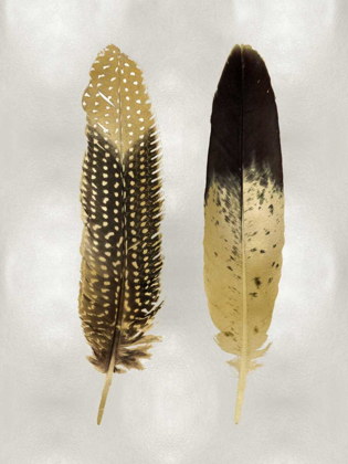 Picture of GOLD FEATHER PAIR ON SILVER