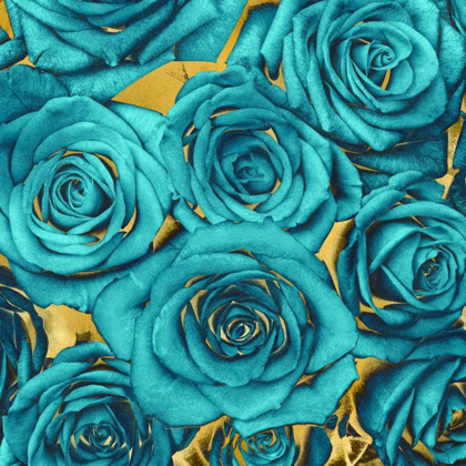Picture of ROSES - TEAL ON GOLD
