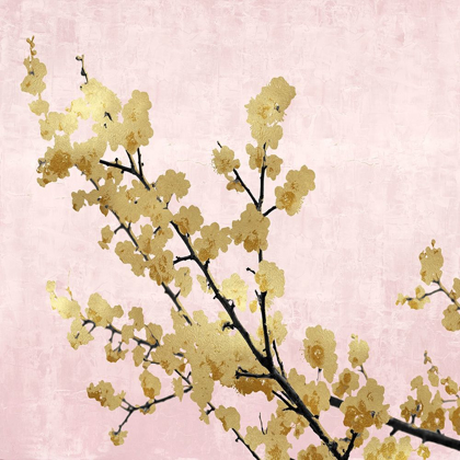 Picture of GOLD BLOSSOMS ON PINK I