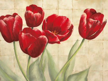 Picture of RED TULIPS ON IVORY