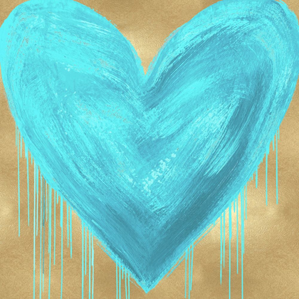 Picture of BIG HEARTED AQUA ON GOLD