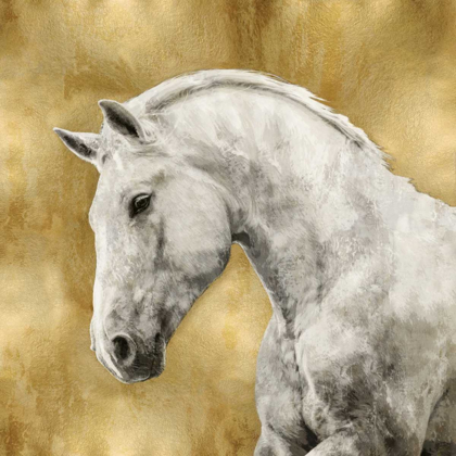 Picture of WHITE STALLION ON GOLD