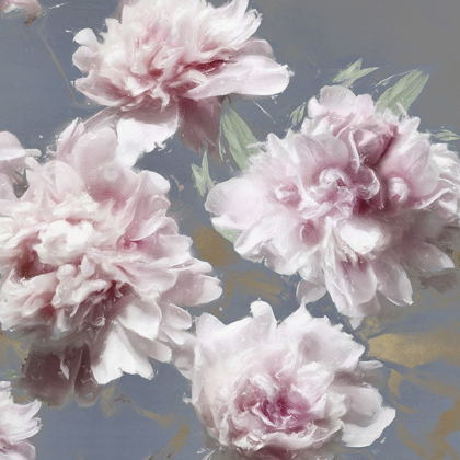 Picture of PEONIES ON GRAY AND GOLD I