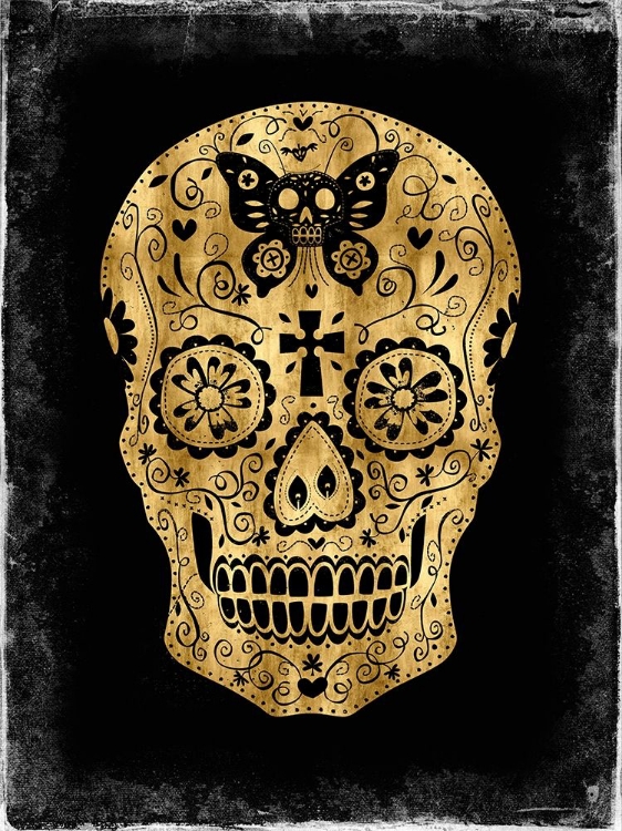 Picture of DAY OF THE DEAD IN GOLD AND BLACK
