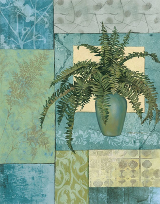 Picture of AQUA BLUE FERN COLLAGE