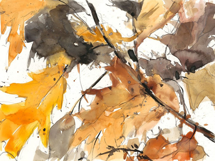 Picture of WATERCOLOR AUTUMN LEAVES I
