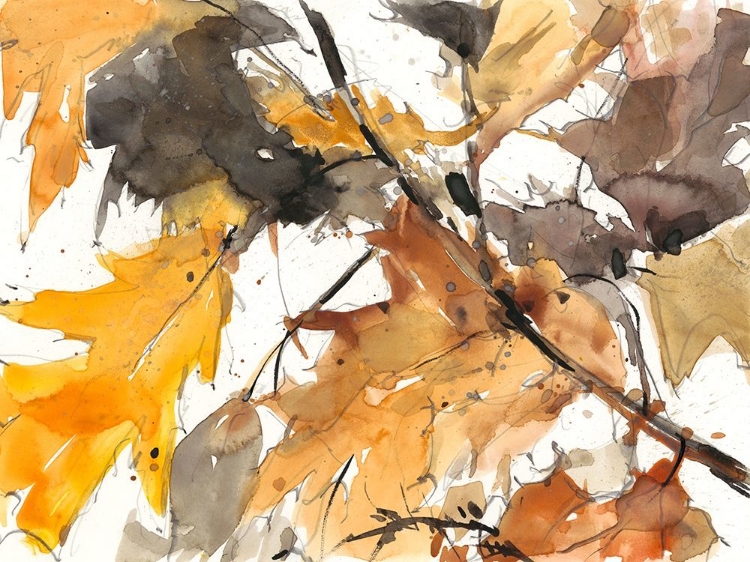 Picture of WATERCOLOR AUTUMN LEAVES I