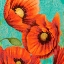 Picture of RED POPPIES ON TEAL II