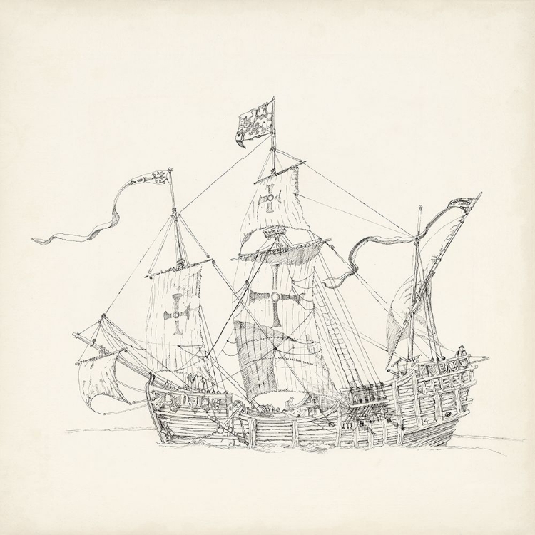 Picture of ANTIQUE SHIP SKETCH VI