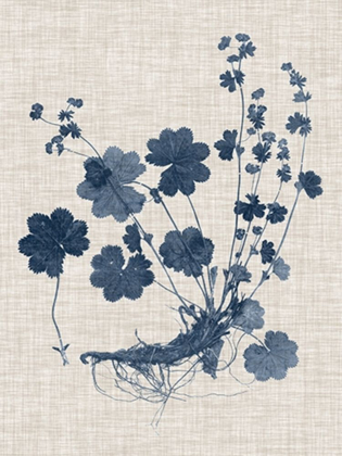 Picture of NAVY AND LINEN LEAVES I