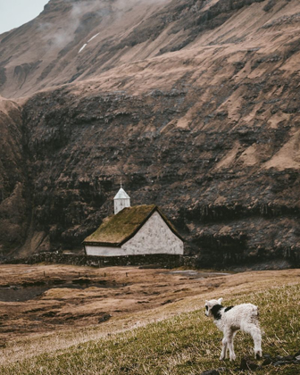 Picture of MOODY LANSCAPE WITH SHEEP AND CHAPEL BARN