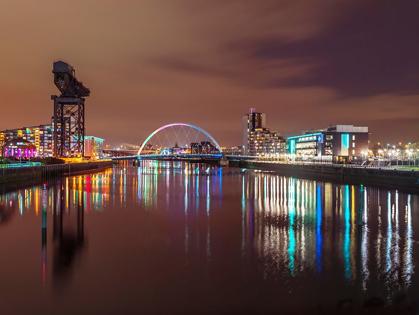 Picture of VIEW ALONG THE RIVER CLYDE AT NIGHT-GLASGOW