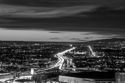 Picture of DUSK SKYLINE VIEW OF LOS ANGELES CALIFORNIA LOOKING WEST OVER THE SANTA MONICA FREEWAY