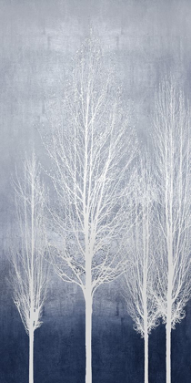 Picture of WHITE TREES ON BLUE PANEL II