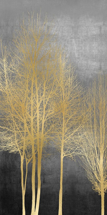 Picture of GOLD TREES ON GRAY PANEL I
