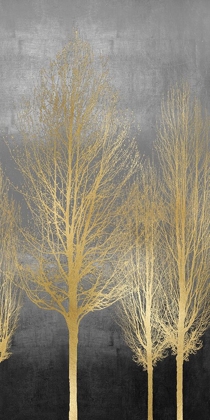 Picture of GOLD TREES ON GRAY PANEL II