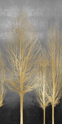Picture of GOLD TREES ON GRAY PANEL II