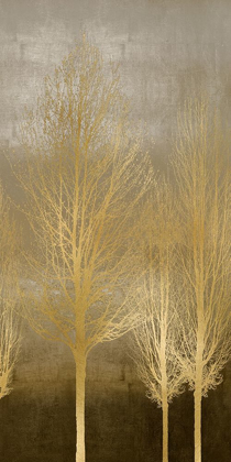 Picture of GOLD TREES ON BROWN PANEL II