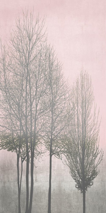 Picture of GRAY TREES ON PINK PANEL I