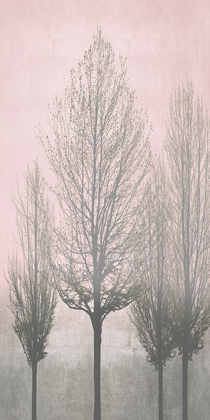 Picture of GRAY TREES ON PINK PANEL II