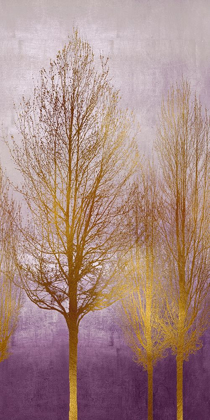 Picture of GOLD TREES ON PURPLE PANEL I 